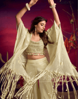 CONTEMPRORY EMBROIDERED 3PC CAPE ENSEMBLE