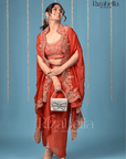 3 PCS rust, drape skirt with heavy Cape