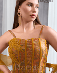 Nova Mustard Embroidered Ethnic crop top set