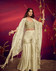 CONTEMPRORY EMBROIDERED 3PC CAPE ENSEMBLE