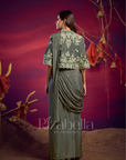 Predrape saree with applique cape