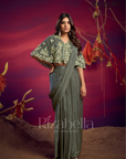 Predrape saree with applique cape