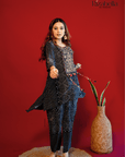 Embroidered Kaftan Pant Set - Black