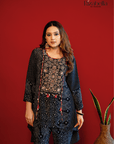 Embroidered Kaftan Pant Set - Black