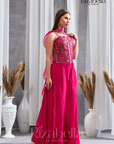Nova Pink Embroidered Ethnic crop top set