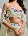 3 PCS bust, drappe skirt with heavy dupatta