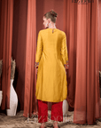 Rangreza Mustard Heavy Embroidered Kurta with Straight Pant