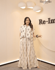 Metallic embroidered cape plazzo set