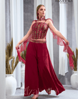 Nova red Embroidered Ethnic crop top set