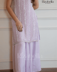Mirror Embellished Sharara Set - Lavender
