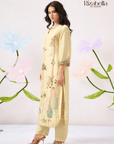 Kurta Set with Peacock & Floral handwork