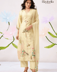 Kurta Set with Peacock & Floral handwork