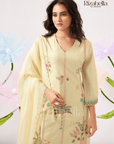Kurta Set with Peacock & Floral handwork