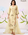 Kurta Set with Peacock & Floral handwork