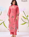Kurta Set with Peacock & Floral Handwork