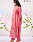 Kurta Set with Peacock & Floral Handwork