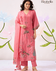 Kurta Set with Peacock & Floral Handwork