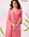 Kurta Set with Peacock & Floral Handwork