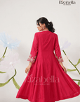 Palm Embroidered Dupatta with Anarkali Set