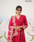 Palm Embroidered Dupatta with Anarkali Set
