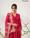 Palm Embroidered Dupatta with Anarkali Set