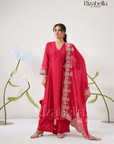 Palm Embroidered Dupatta with Anarkali Set