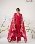 Palm Embroidered Dupatta with Anarkali Set