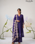 Palm Embroidered Dupatta with Anarkali Set
