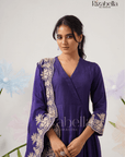 Purple Embroidered Dupatta with Anarkali Set