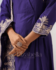 Purple Embroidered Dupatta with Anarkali Set