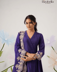 Purple Embroidered Dupatta with Anarkali Set