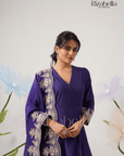 Purple Embroidered Dupatta with Anarkali Set