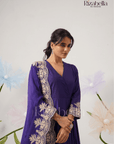 Purple Embroidered Dupatta with Anarkali Set