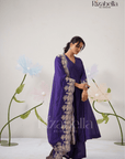 Purple Embroidered Dupatta with Anarkali Set