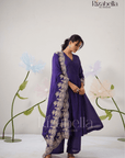Purple Embroidered Dupatta with Anarkali Set