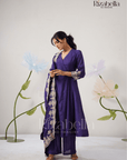 Purple Embroidered Dupatta with Anarkali Set