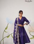 Purple Embroidered Dupatta with Anarkali Set