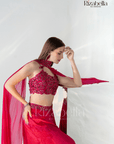 Regal pink cape style with leaf work