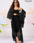 Sweetheart Drape Set with Floral Kimono