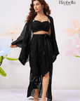 Sweetheart Drape Set with Floral Kimono