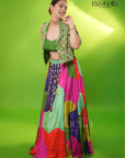 3 pc set with hanging skirt with handwork jacket