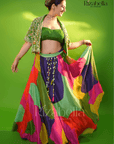 3 pc set with hanging skirt with handwork jacket