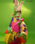 3 pc set with hanging skirt with handwork jacket