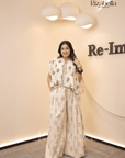 Metallic embroidered cape plazzo set
