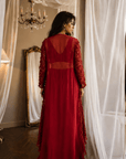 Red Rose Embroidered Lehenga Set Red