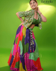 3 pc set with hanging skirt with handwork jacket
