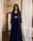 Blue flower Embroidered Lehenga Set