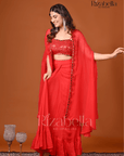 3 PCS drape skirt and mirror work