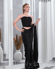Shaam Black Ready-to-Wear Draped Saree with Embellished Blouse