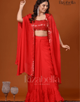 3 PCS drape skirt and mirror work
